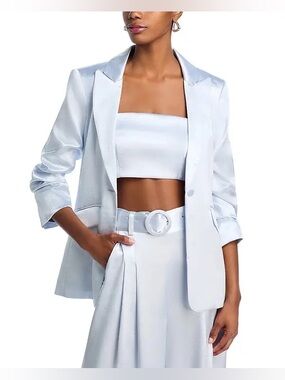 cinq a sept ‘Cheyenne’ Hammered Satin Scrunch Sleeve Jacket